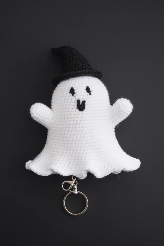 A crochet ghost keychain with a white gh 3YbP9ddbWr2Moj98QTpw w MOEQNLUoR0OanQFAhvEnSw
