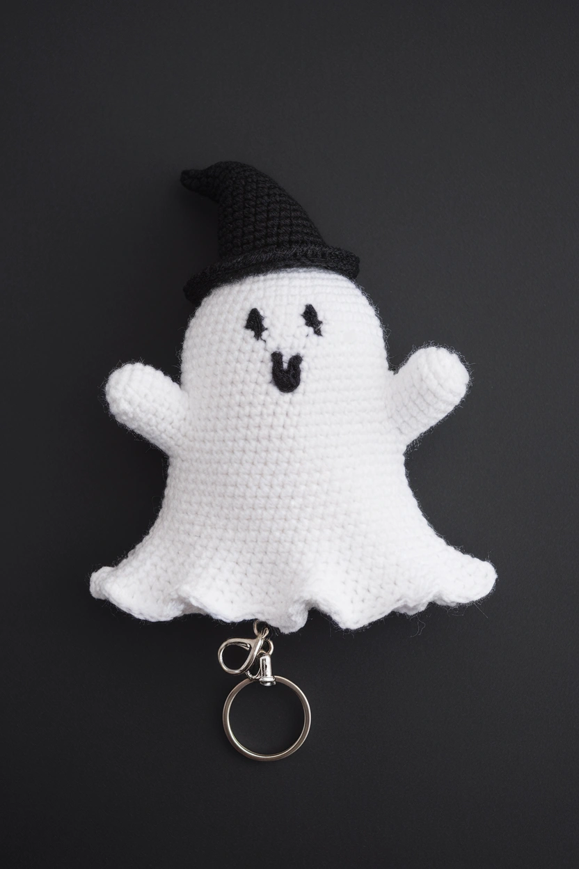 A crochet ghost keychain with a white gh 3YbP9ddbWr2Moj98QTpw w MOEQNLUoR0OanQFAhvEnSw