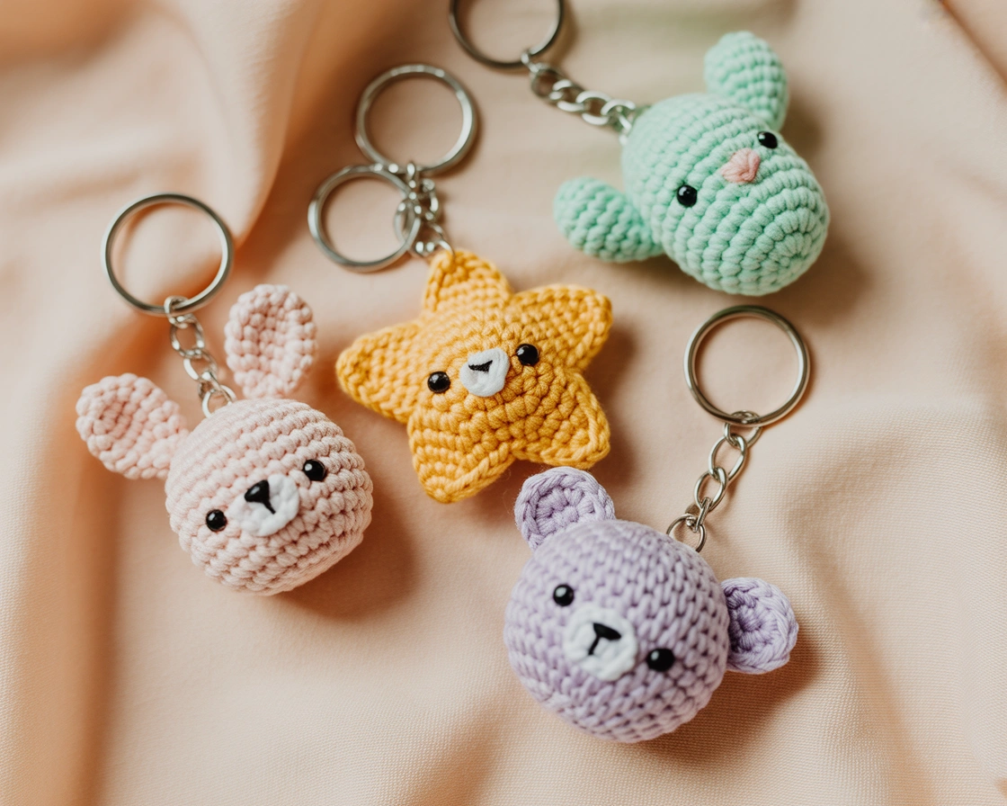 Cute crochet keychains for the little things.