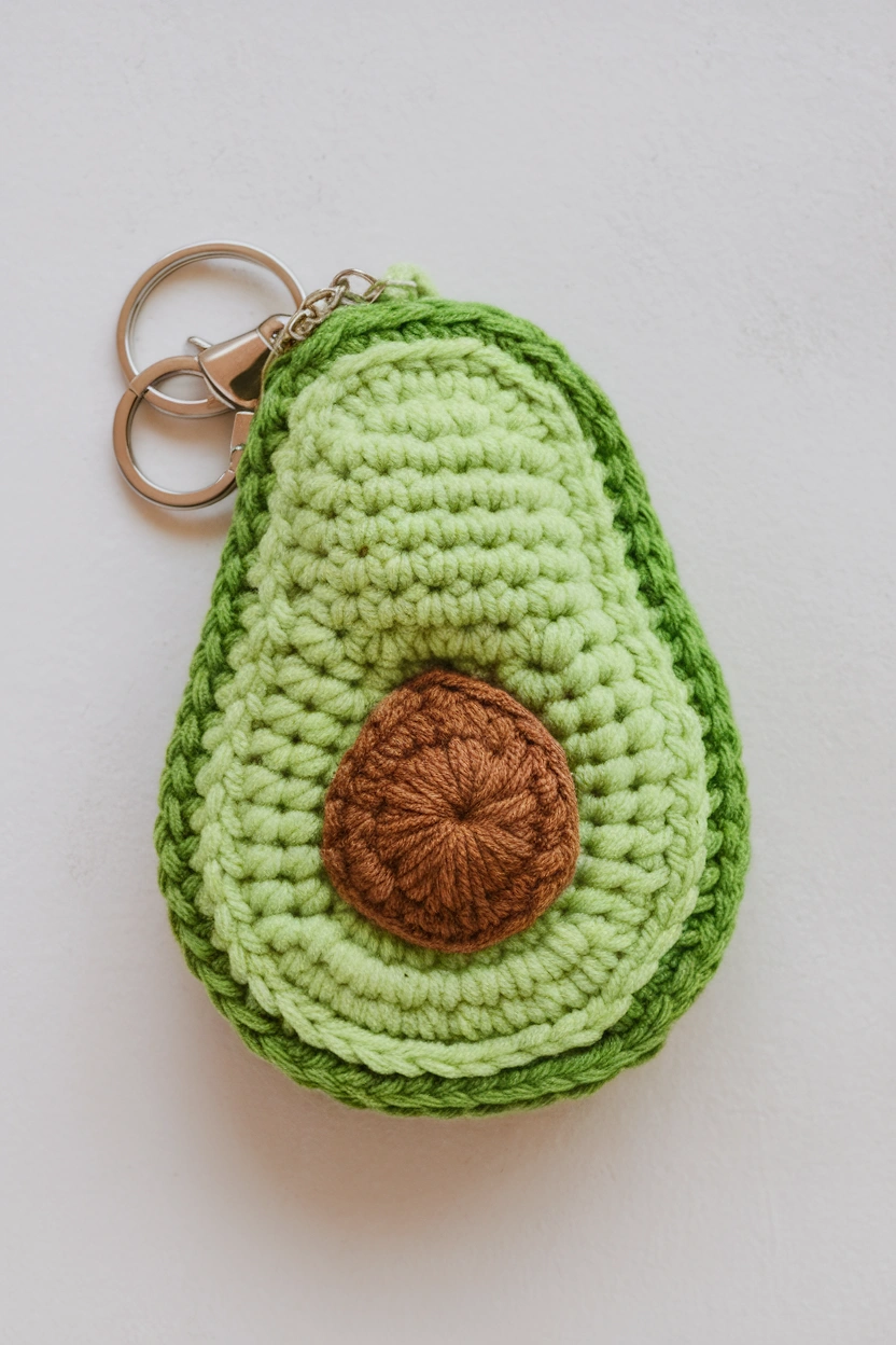 A keychain made of a crocheted avocado t GNMf5ZEHXAOMvZa9ZEmHKg 7AxBBocIS Lr yo4THqXw