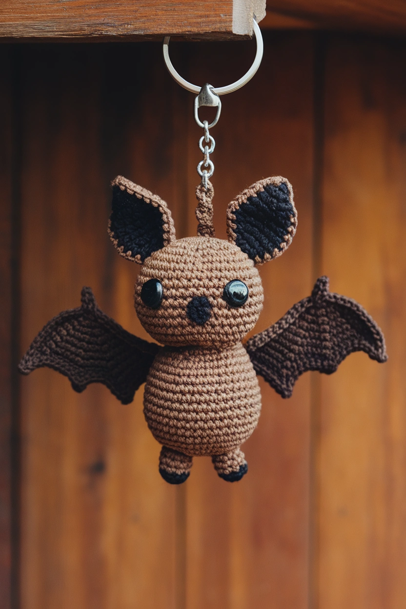 A keychain with an amigurumi bat the bat Mw UfmsDX9GKS4Ldl9csYw kVEcL3 PTz 2vfBnvdPmtg
