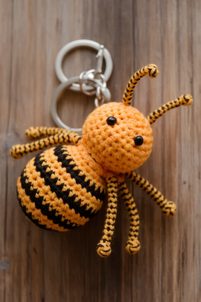 A photo of a crochet bee keychain the be lfLmjF45XTGn6CJTyme77Q bImB6TY RLuA EirPa2I4w cover