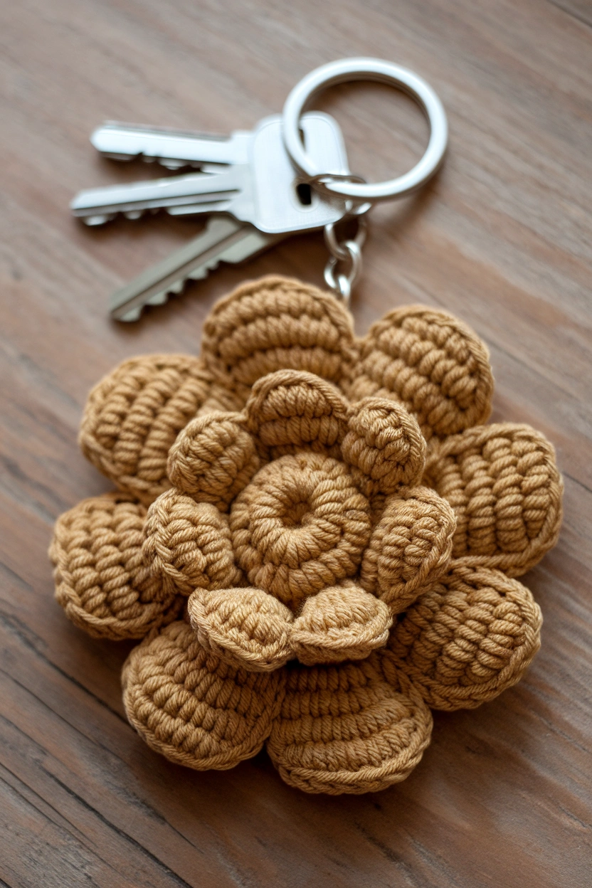 A photo of a crochet flower keychain the PeTVM4evWxqwk1mCYvOM w uxCDx356Se2LRIdMVAIu6w