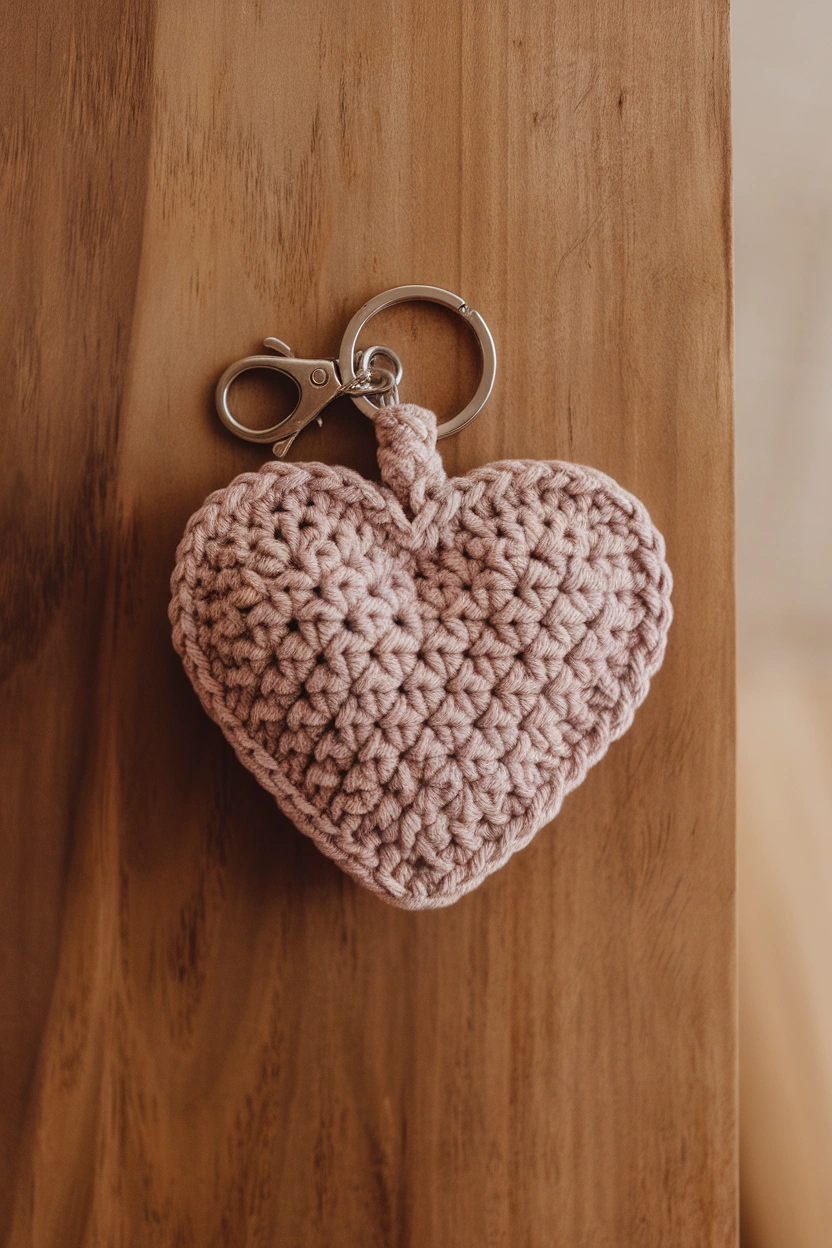 Crochet heart keychain