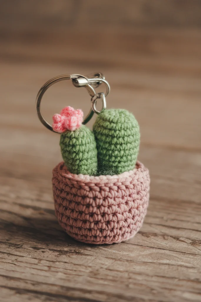 A photo of a crochet keychain with a min d94SmtJPXiisQZLgeivkCA XmuqpCBFQTyBZJcuVvPA w