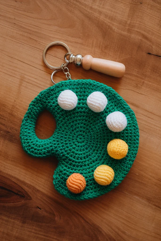 A photo of a crochet paint palette keych aJ5VhtBZX9Osv9cgYj9KkA 7tTRgAwGSTOr2cCIFJZyYA cover