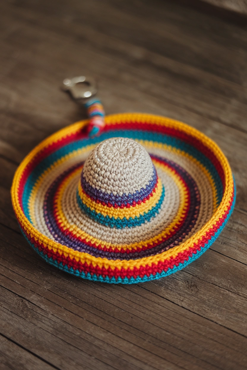 A photo of a crochet sombrero keychain t Djf Ei0YVpS7nt mpYqmEA dvQ1BB6BRhWwh8PCeqY5fg