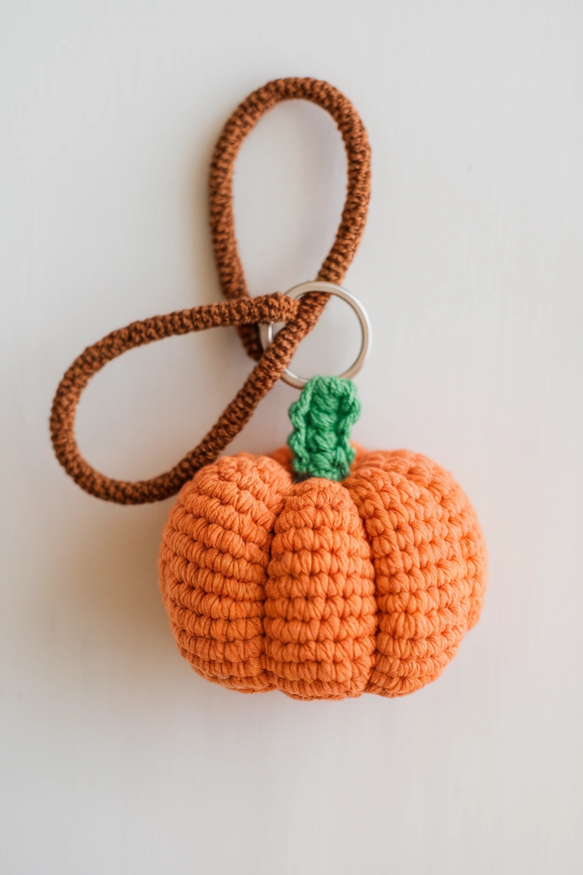 A photo of a crocheted pumpkin keychain H7Q7T8wiXS2PDUAjrxDLzA 9Tn1R4lMQEC yyZXTi1XDg cover