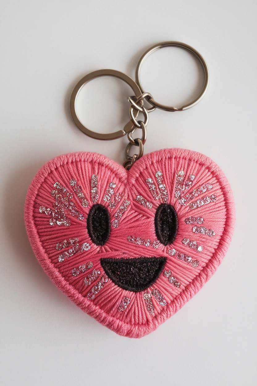 A photo of a keychain with a sparkle hea jCe7EVPoWDOJlK33wslyPA 90O6Khc0Q26Sd6ZNwETDGw