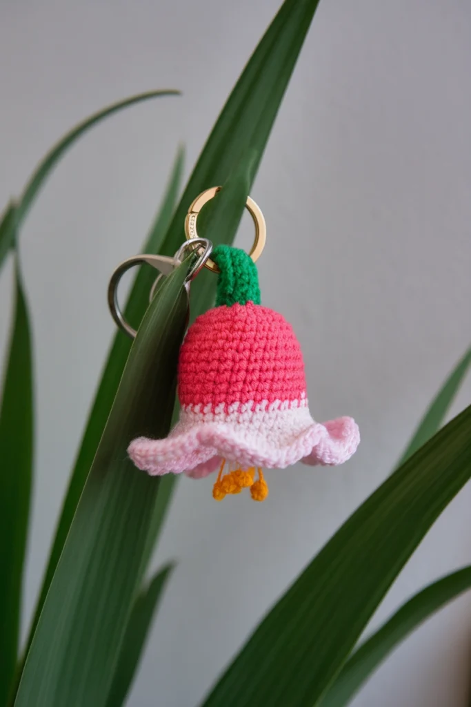 A photo of a small hand crocheted bellfl 4hjVWKiGWGOwb6E4I8K7Pw jkmjR7x4Q1iSS8 7GaBxQ
